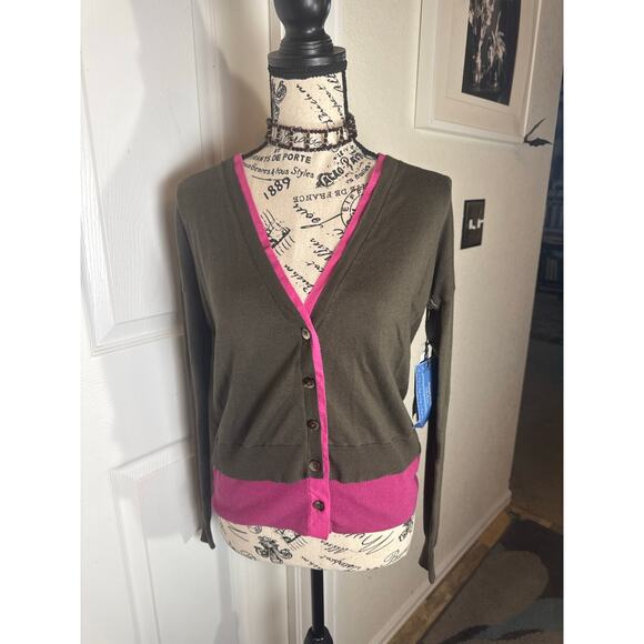 Simply Vera Wang Size Small Pink Lace Cardigan  Mother of Pearl Buttons  Y2K - Picture 5 of 11